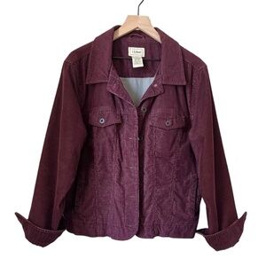 Vintage LL Bean Corduroy Jacket Women's Size XL Purple Wine Casual Coat Autumn